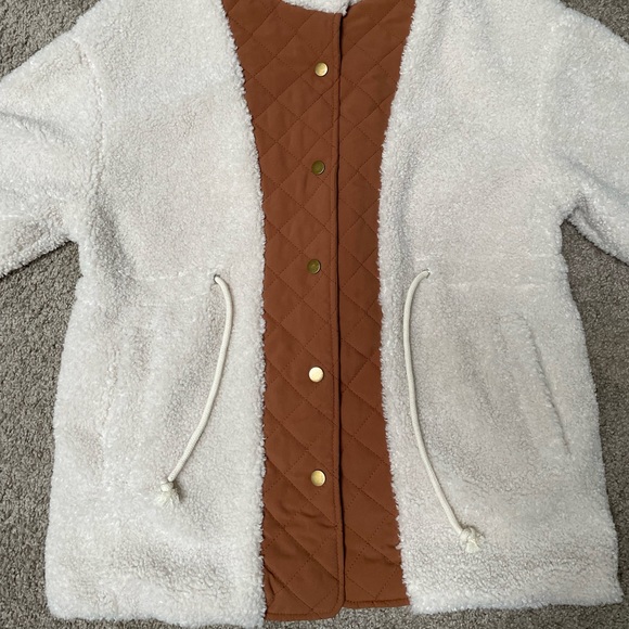 Taupe Sherpa Contrast Jacket - Picture 3 of 4